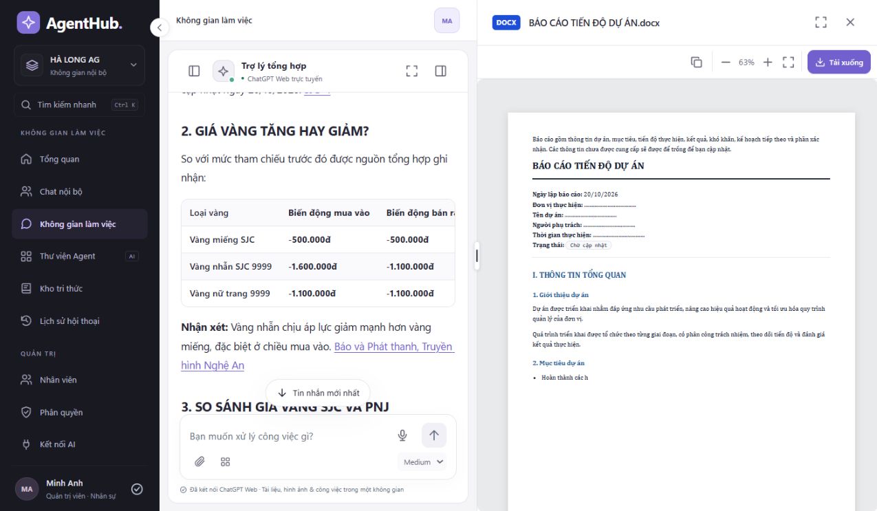 Split-Screen Document Reader trên AgentHub
